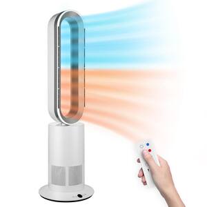2-in-1 34 in. 10 fan speeds Tower Fan Heater and Fan Combo in White with Bladeless, Touch-Screen or Remote Control