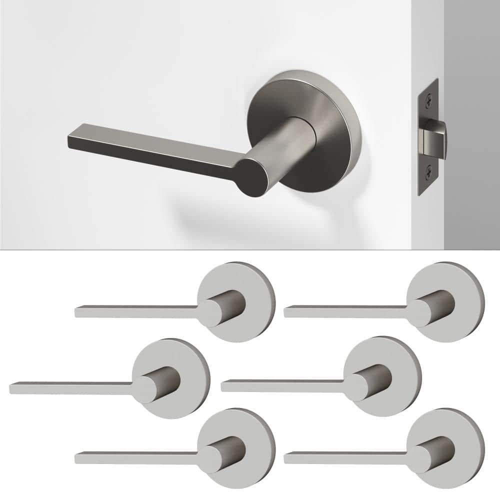 Muse Metal Brushed Nickel Passage Hall/Closet Flat Door Handle with Round Rosette 6-Pack price history on PriceWatchPro