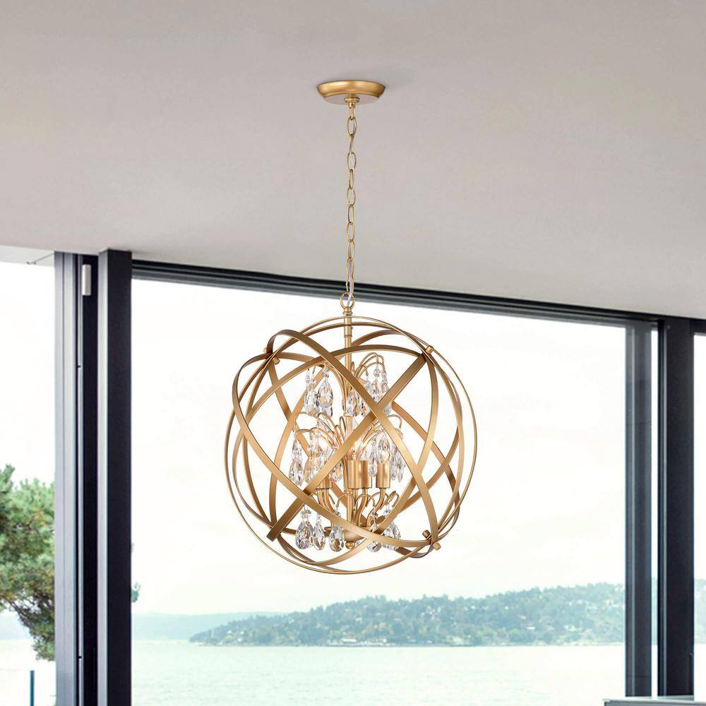 Benita Yellow Gold 5-Light Globe Crystal Chandelier