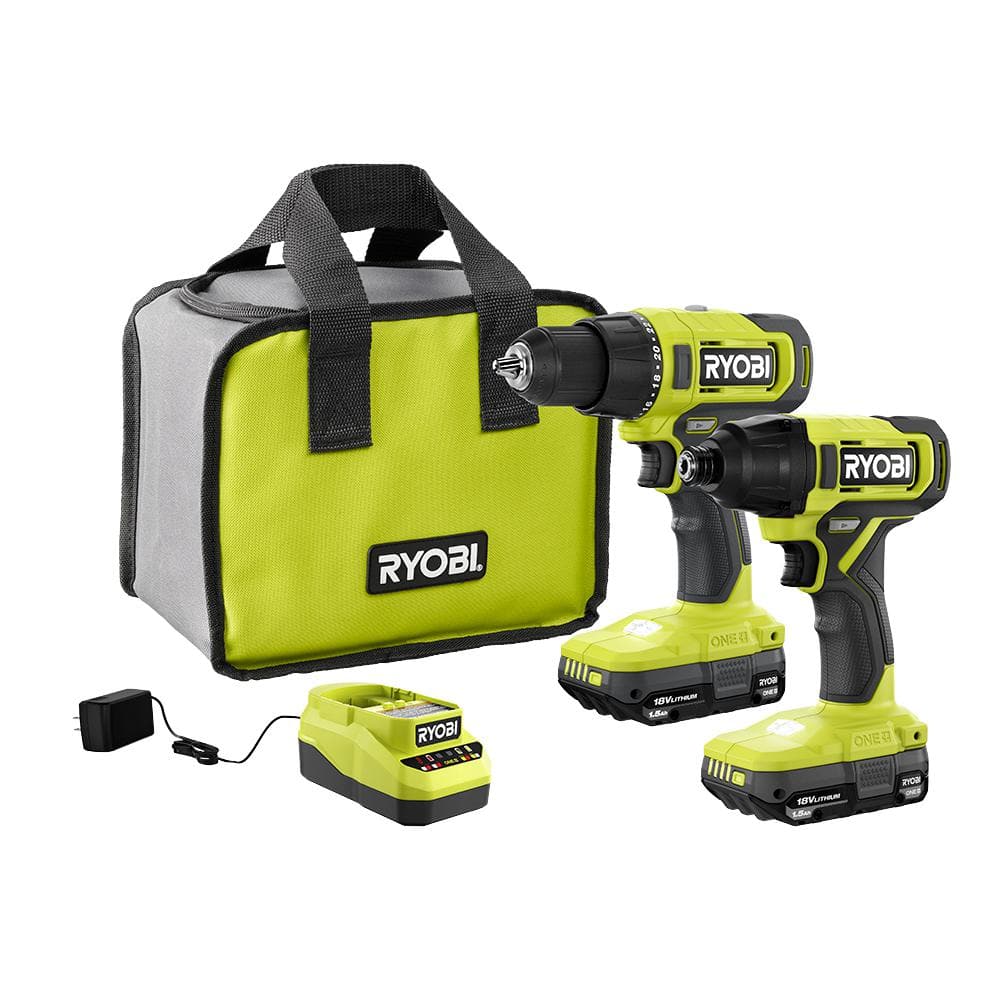 Ærlig lejlighed Betjene RYOBI ONE+ 18V Cordless 2-Tool Combo Kit with Drill/Driver, Impact Driver,  (2) 1.5 Ah Batteries, and Charger PCL1200K2 - The Home Depot