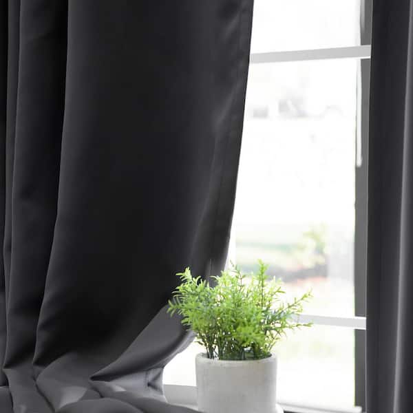 Dark Grey Grommet Blackout Curtain - 52 in. W x 84 in. L (Set of 2)
