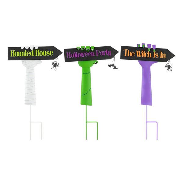 Glitzhome 24 in. H Set of 3 Halloween Metal Witch Hands Yard Stake