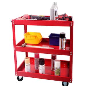 Rolling Tool Cart 330 lbs. Metal 3 Tier Serving Cart with Wheels Heavy Duty Utility Carts Storage Organizer for Garage