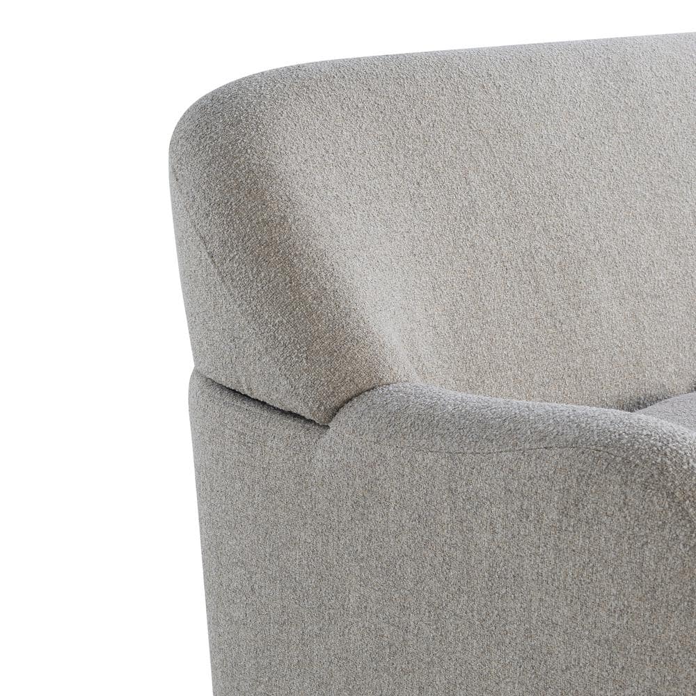 Pebble Gray Boucle Fabric Loveseat with Round Arms and Storage