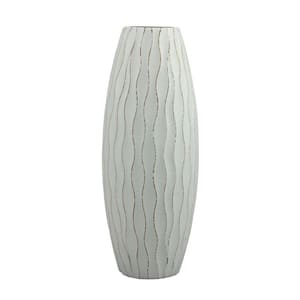 10 in. Wood Decorative Vase in Weathered Pale Ocean