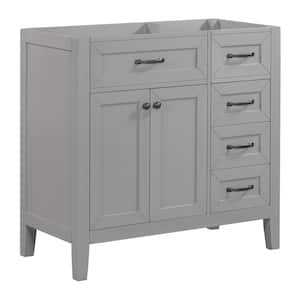 35.50 in. W x 17.70 in. D x 35 in. H Bath Vanity Cabinet without Top in Gray