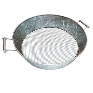 5 lbs. 0.01 cu. ft. Round Galvanized Steel Compost Sifter with Wire Mesh Design Base