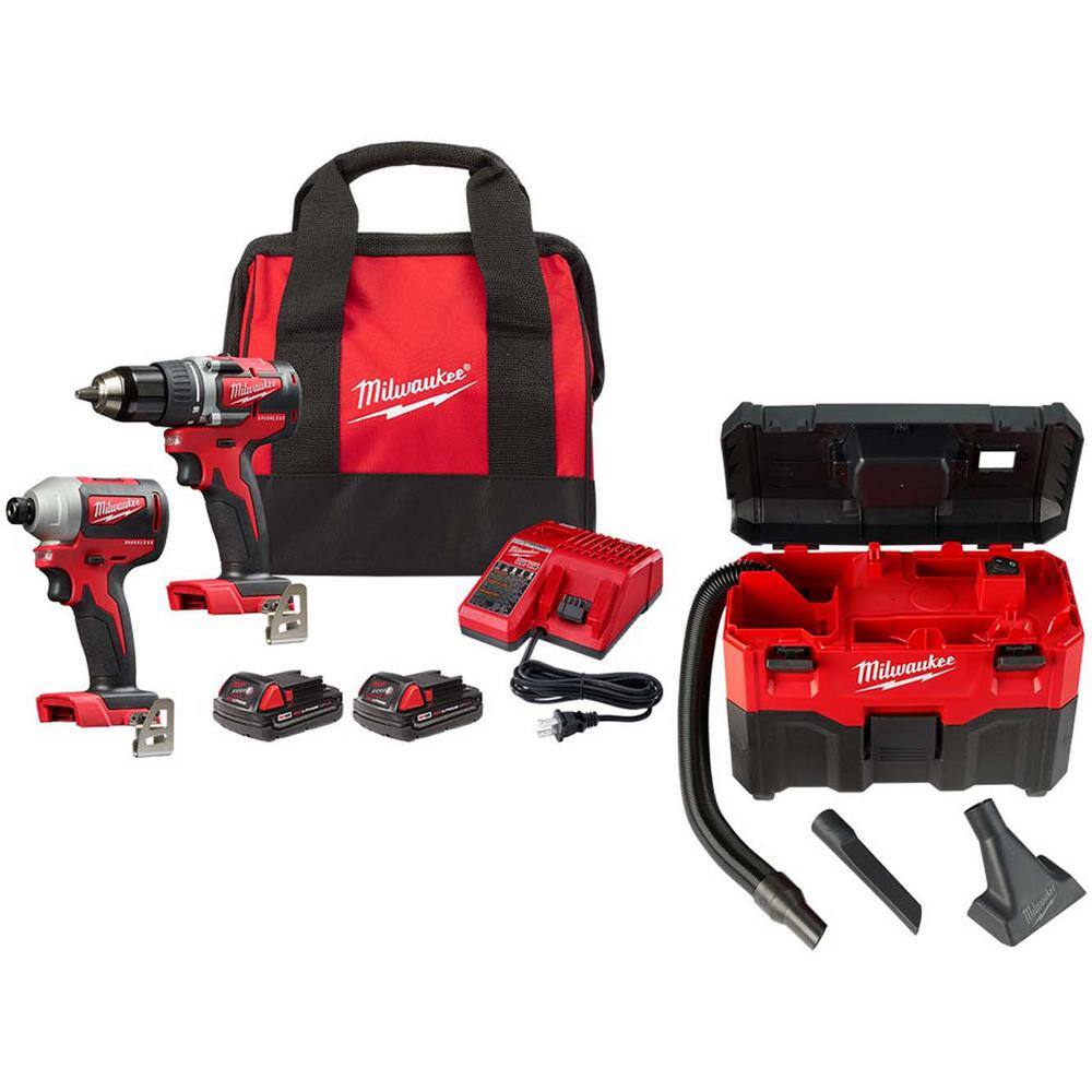 Milwaukee M18 18-Volt Lithium-Ion Brushless Cordless Compact Drill/Impact  Combo Kit with M18 Gal. Wet/Dry Vacuum 2892-22CT-0880-20 The Home Depot