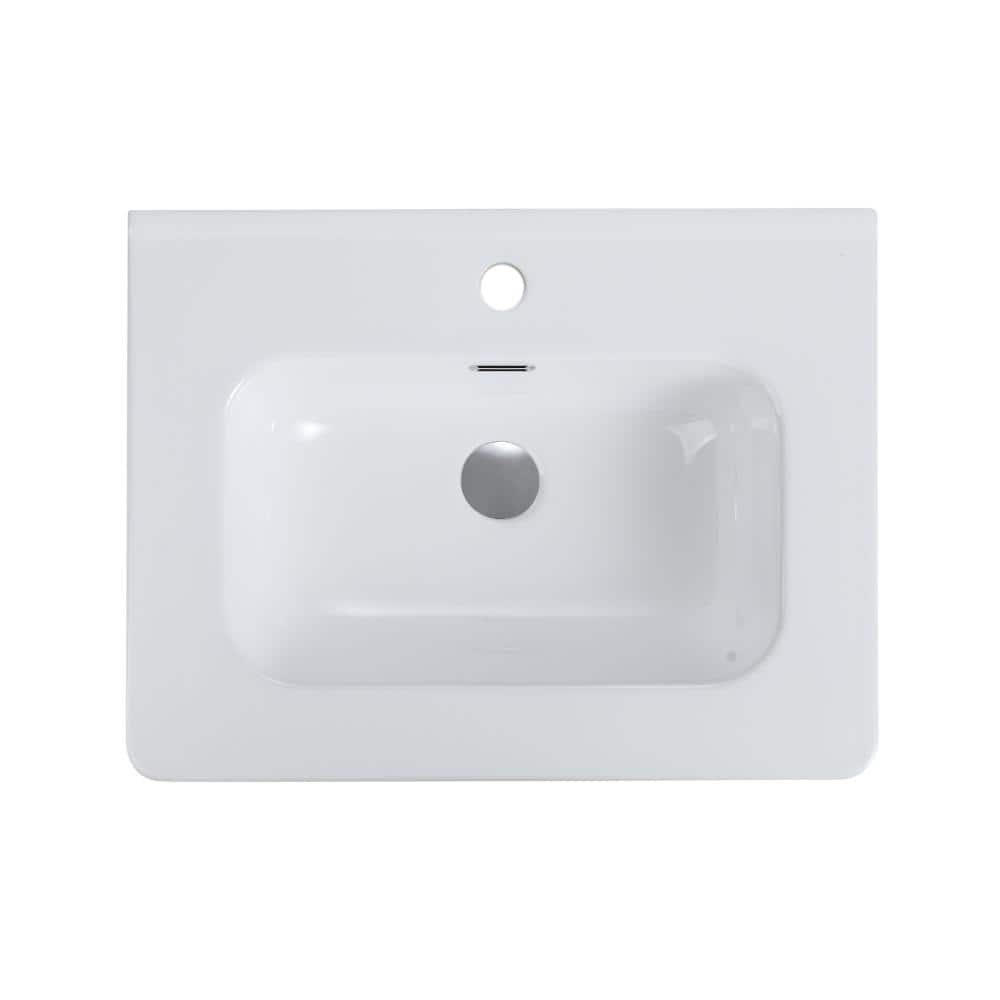 24 in. Ceramic Bathroom Sink in Gloss White with Integrated Bowl price history on PriceWatchPro