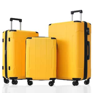 Yellow 3-Piece Expandable ABS Hardshell Spinner Luggage Set with TSA Lock and Reinforced Corner Bumpers