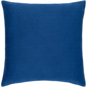 Jillayne Bright Blue Solid Hand Woven Texture Polyester Fill 20 in. x 20 in. Decorative Pillow