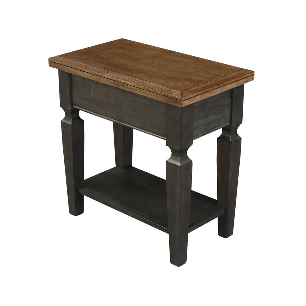 International Concepts Vista 24 in. Hickory/Coal H Solid Wood End Table ...