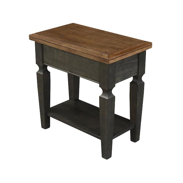 International Concepts Vista 24 in. Hickory/Coal H Solid Wood End Table
