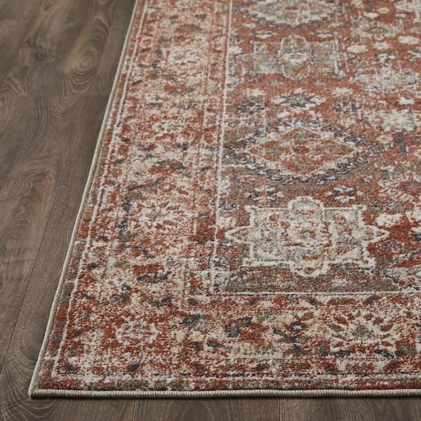 Malanie Cortni Red 9 ft. 10 in. x 12 ft. 10 in. Geometric Polypropylene Indoor Area Rug