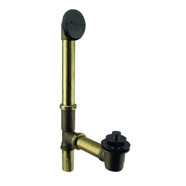 Westbrass 14 in. Make-Up Pull and Drain Bath Waste with 20-Gauge Tubing, Matte Black