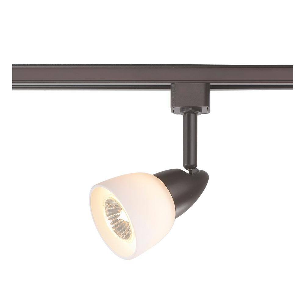 1-Light White Glass Linear Track Lighting Head