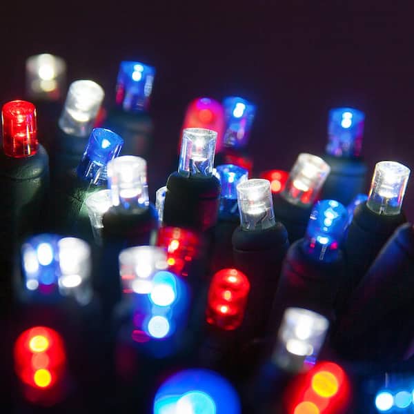 Wintergreen Lighting 24 ft. 70-Light Wide Angle Red, White and Blue Mini LED Lights