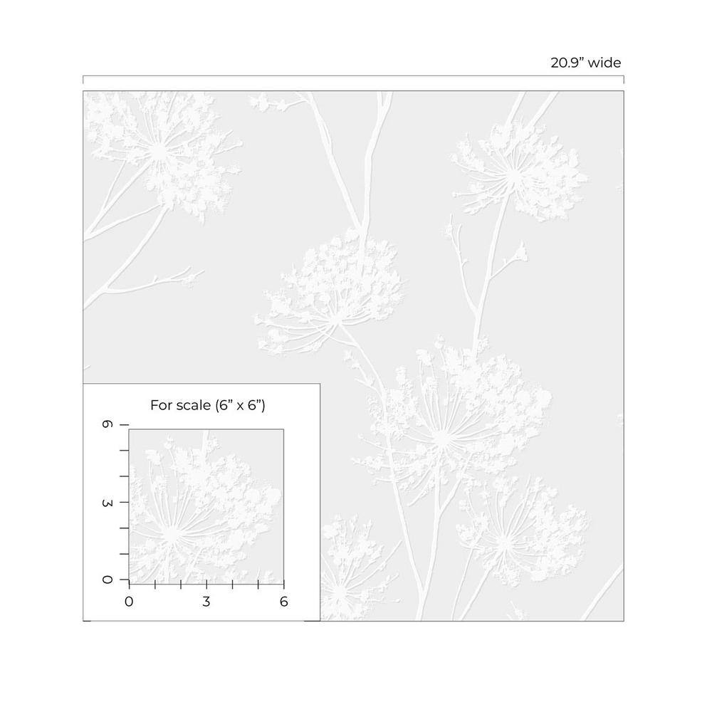 Embossed White Paintable Floral Wallpaper, 20.9 in. x 33 ft.