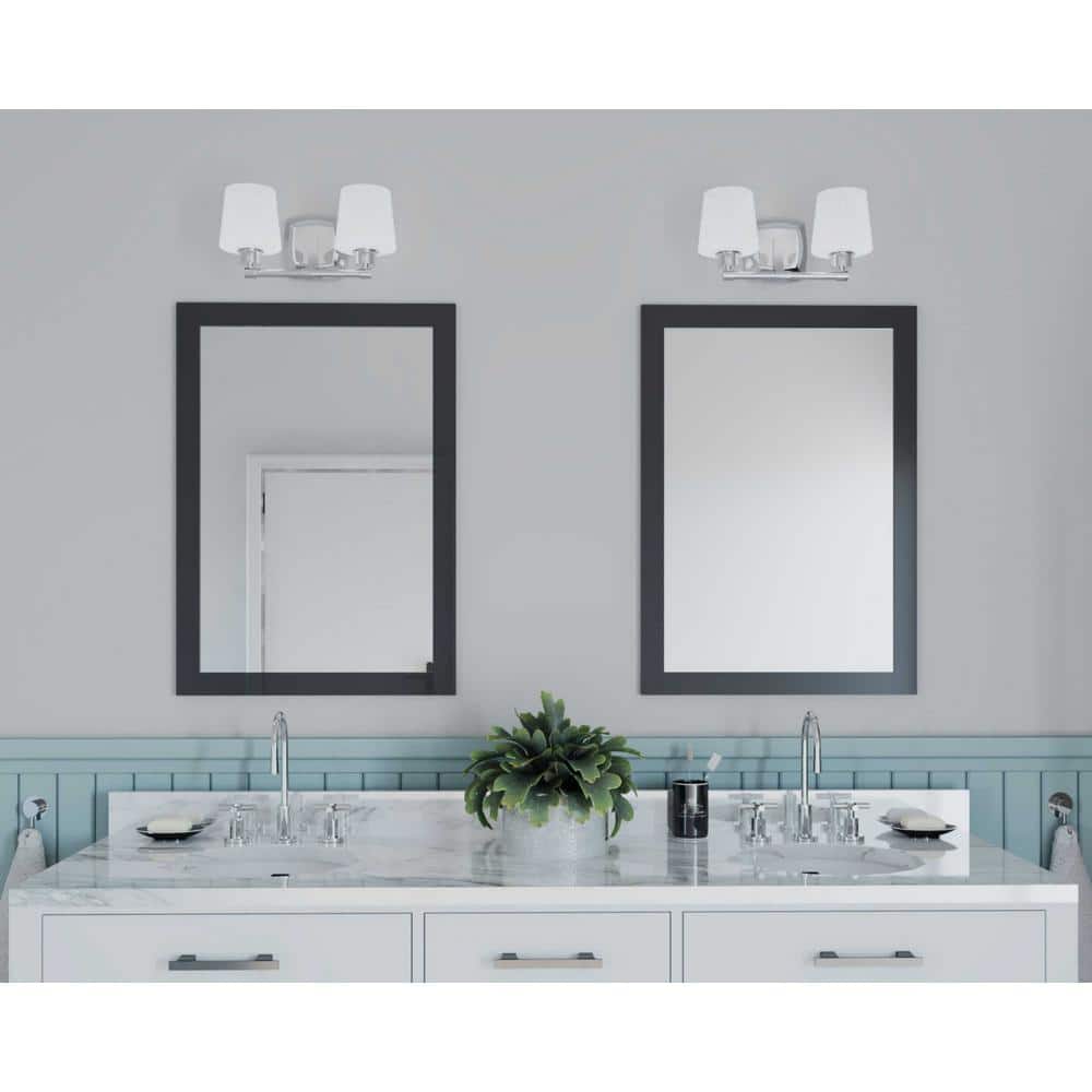 Polished Chrome 2-Light Bath Vanity with Etched Linen Glass