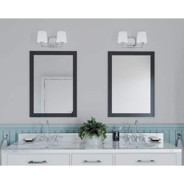 Glance Collection 2-Light Polished Chrome Etched White Linen Glass Farmhouse Bath Vanity Light