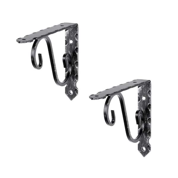 ORNAMENT 7.9 in. Wrought Iron Painted Steel Shelf Bracket Set of 2