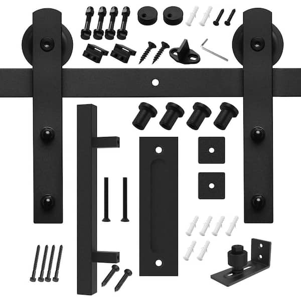 Movisa 5 ft./60 in. I-Shaped Sliding Single Barn Door Hardware Kit with Square Handle