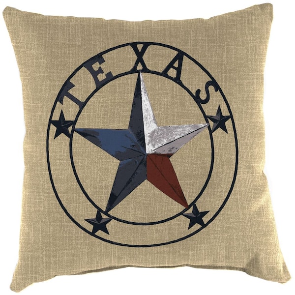 Jordan Manufacturing 16 in. L x 16 in. W x 4 in. T Square Outdoor Throw Pillow in Texas Lone Star