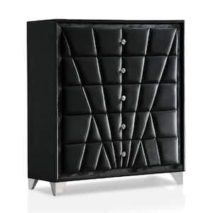 Leventina 5-Drawer Black Chest of Drawers (48.5 in. H x 41 in. W x 18.13 in. D)