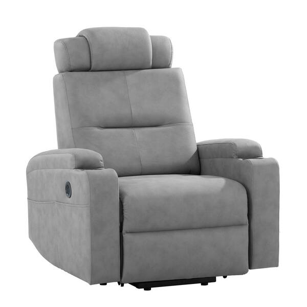 Merax Light Gray Polyester Fabric Power Lift Recliner Chair with 