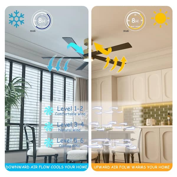 FUFU&GAGA 64 in. Integrated LED Gold Housing Ceiling Fan with