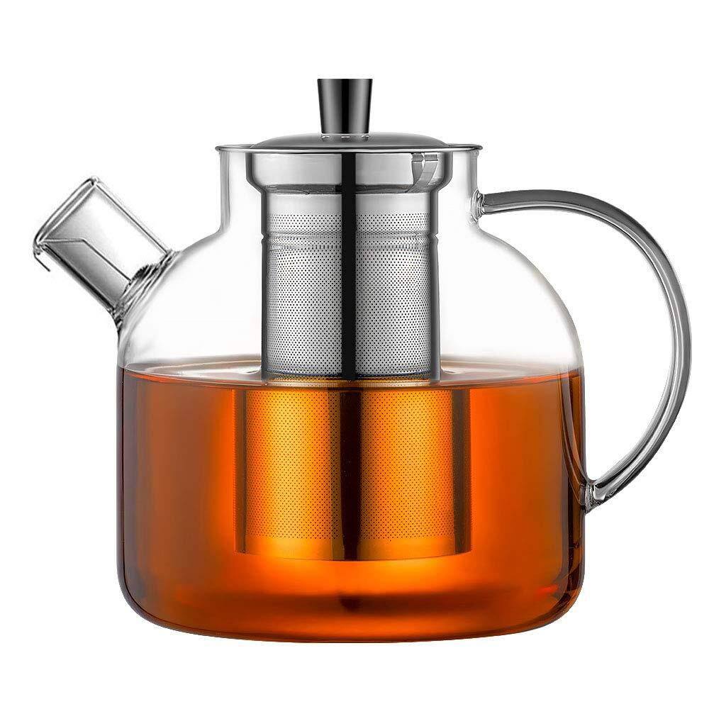 10-Cup Glass Tea Pot with Removable Infuser, Stovetop Safe Large Tea Pot, Blooming and Loose Leaf Hand Crafted Kettle price history on PriceWatchPro