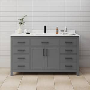 Beckett 60 in. W x 22 in. D x 35 in. H Single Sink Bathroom Vanity in Dark Gray with Carrara Cultured Marble Top