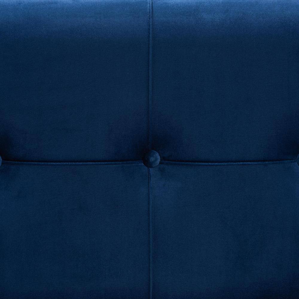 Parker Navy Blue Velvet and Gold Metal Storage Ottoman