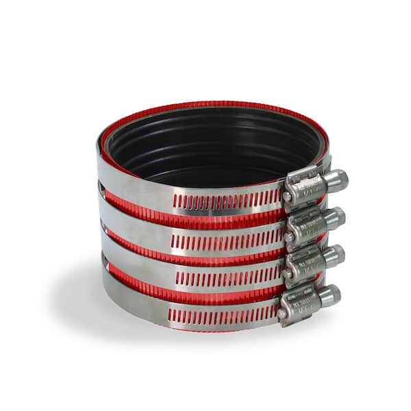 4 in. Heavy-Duty Stainless Steel No Hub Shielded Pipe Coupling with Clamps