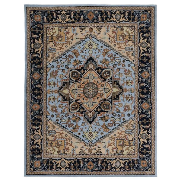 SAFAVIEH Heritage Blue/Light Brown 8 ft. x 10 ft. Border Floral Medallion Area Rug