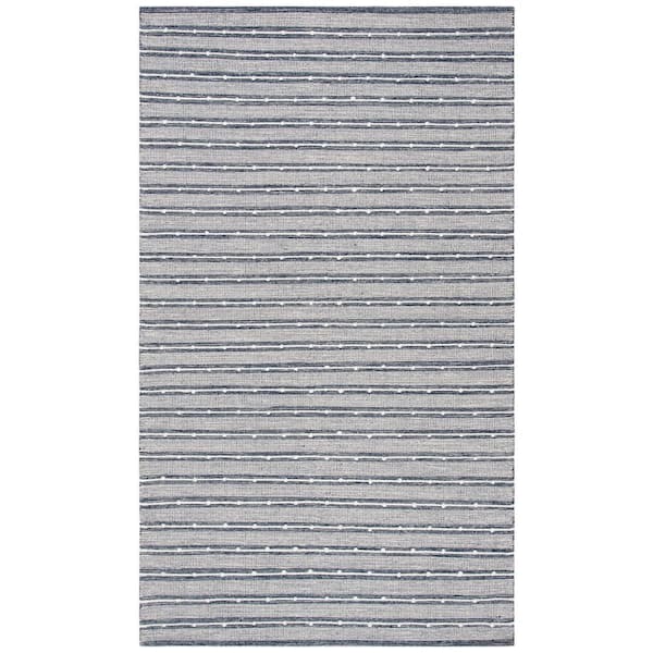 SAFAVIEH Striped Kilim Navy Blue Doormat 3 ft. x 5 ft. Striped Area Rug