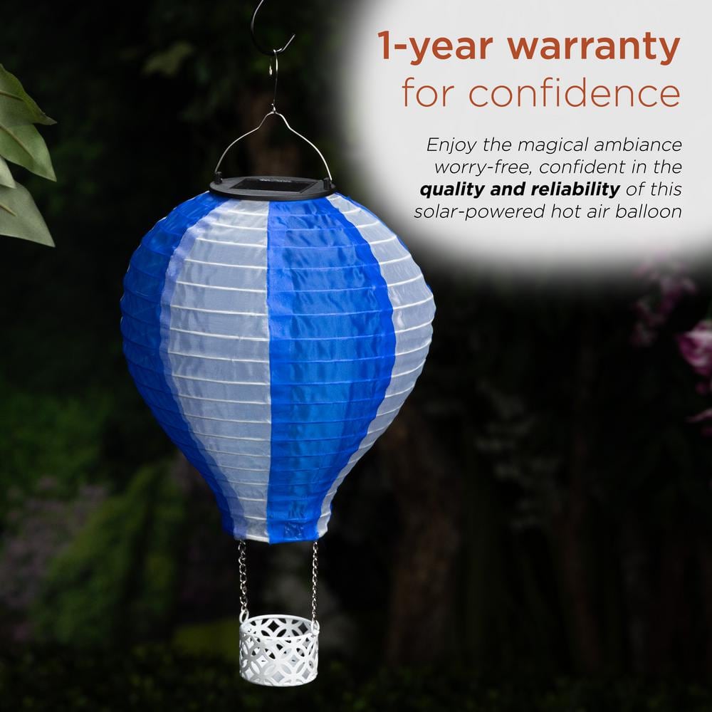 Solar Blue and White Hot Air Balloon LED Light