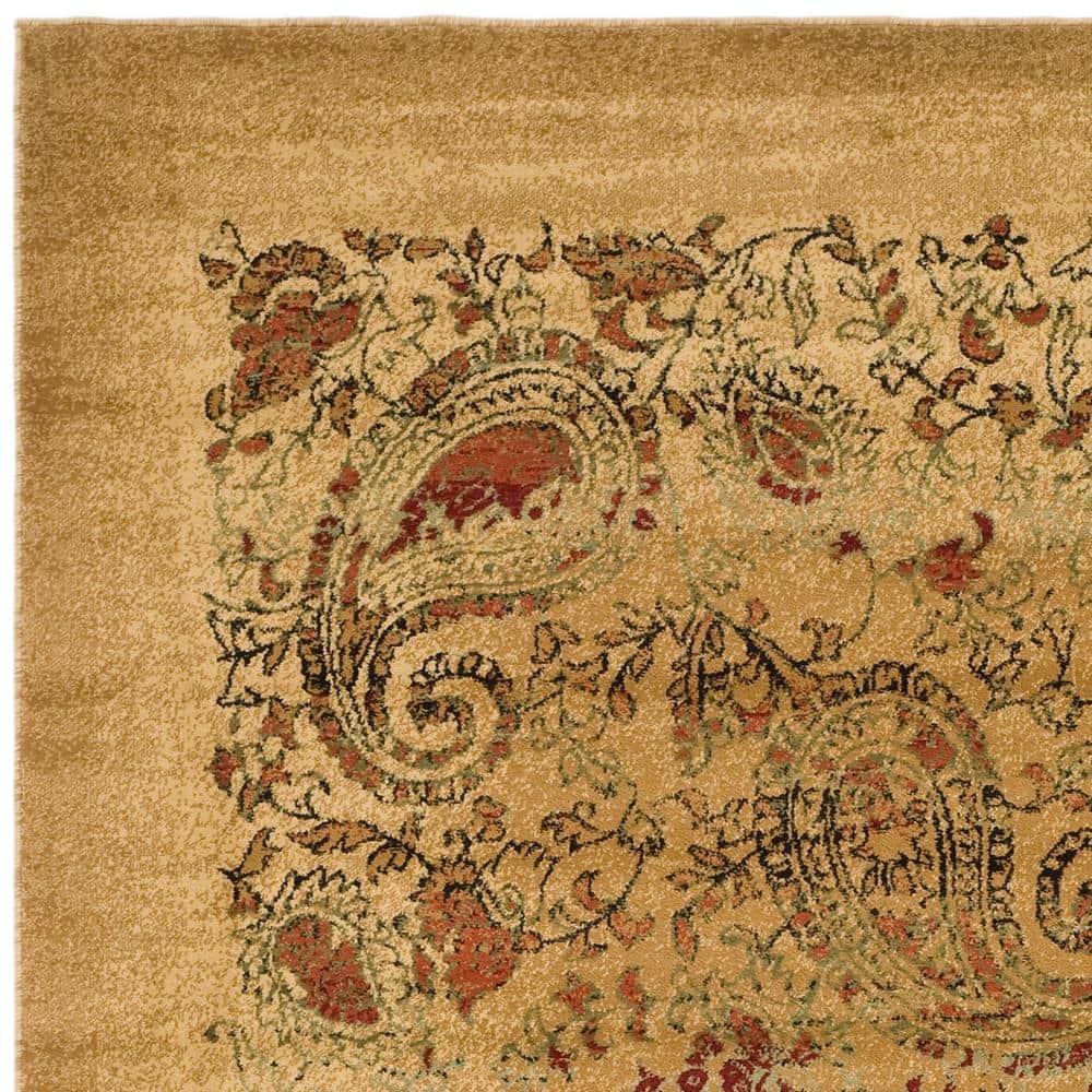 Beige and Multicolor Synthetic 4' x 6' Stain-Resistant Area Rug