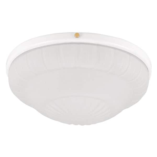 Hunter 10 in. Low Profile White Ceiling Fan Light Kit with Rosette Glass Shade-DISCONTINUED