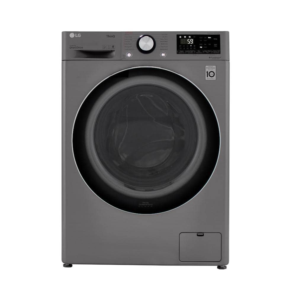 LG 24 in. W 2.4 cu. ft. SMART All-in-One Compact Front Load Washer & Ventless Dryer Combo in Graphite Steel with Steam