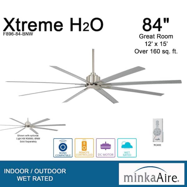 Xtreme H2O 84 in. Indoor/Outdoor Brushed Nickel Wet Ceiling Fan with Remote Control Xtreme H2O 84 in. Indoor/Outdoor Brushed Nickel Wet Ceiling Fan with Remote Control