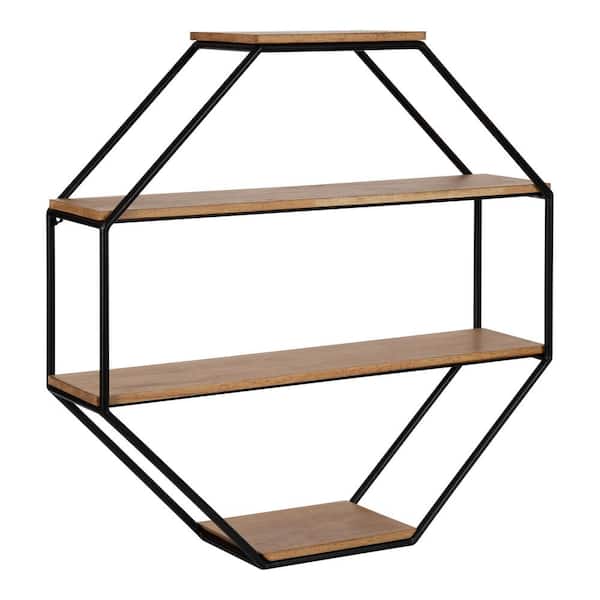 Kate and Laurel Lintz 6 in. x 24 in. x 24 in. Rustic Brown Wood Floating Decorative Wall Shelf Without Brackets