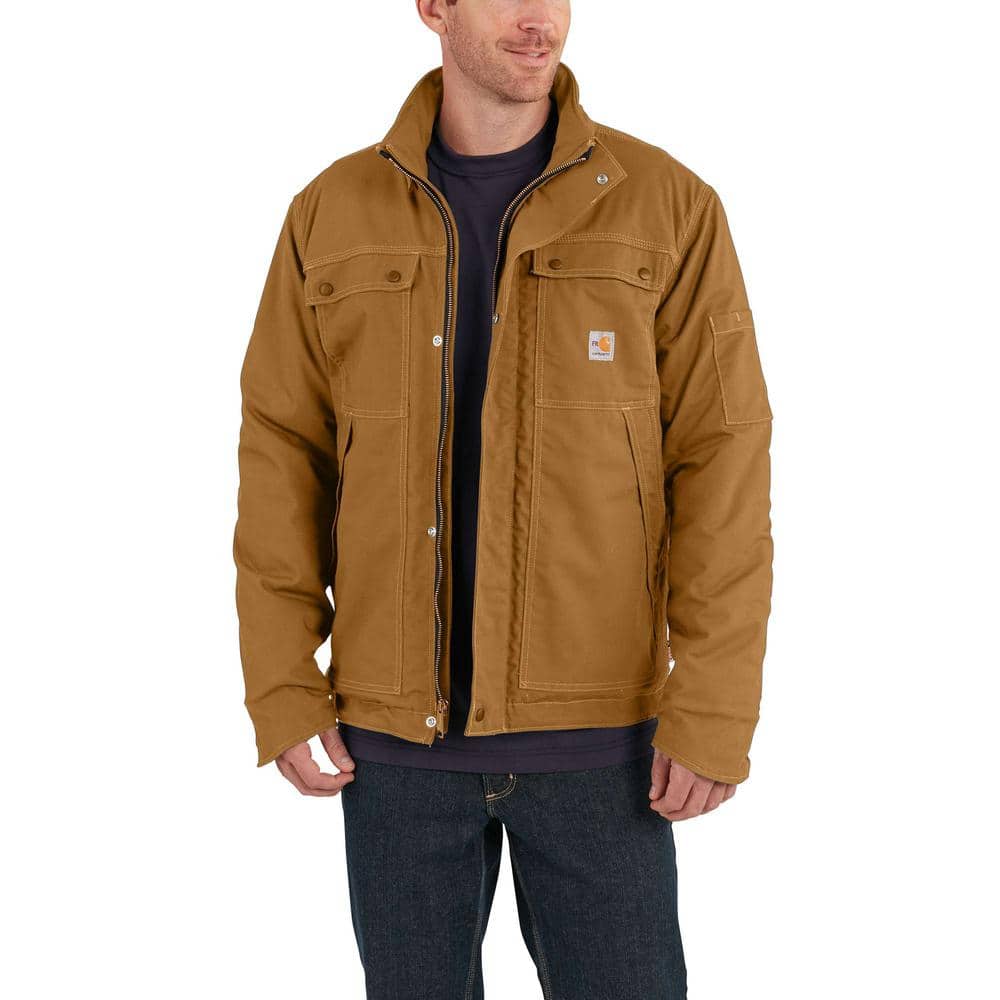 Carhartt Men's 2X-Large Tall Brown Cotton/Nylon FR Full Swing Quick Duck Coat - The Home Depot