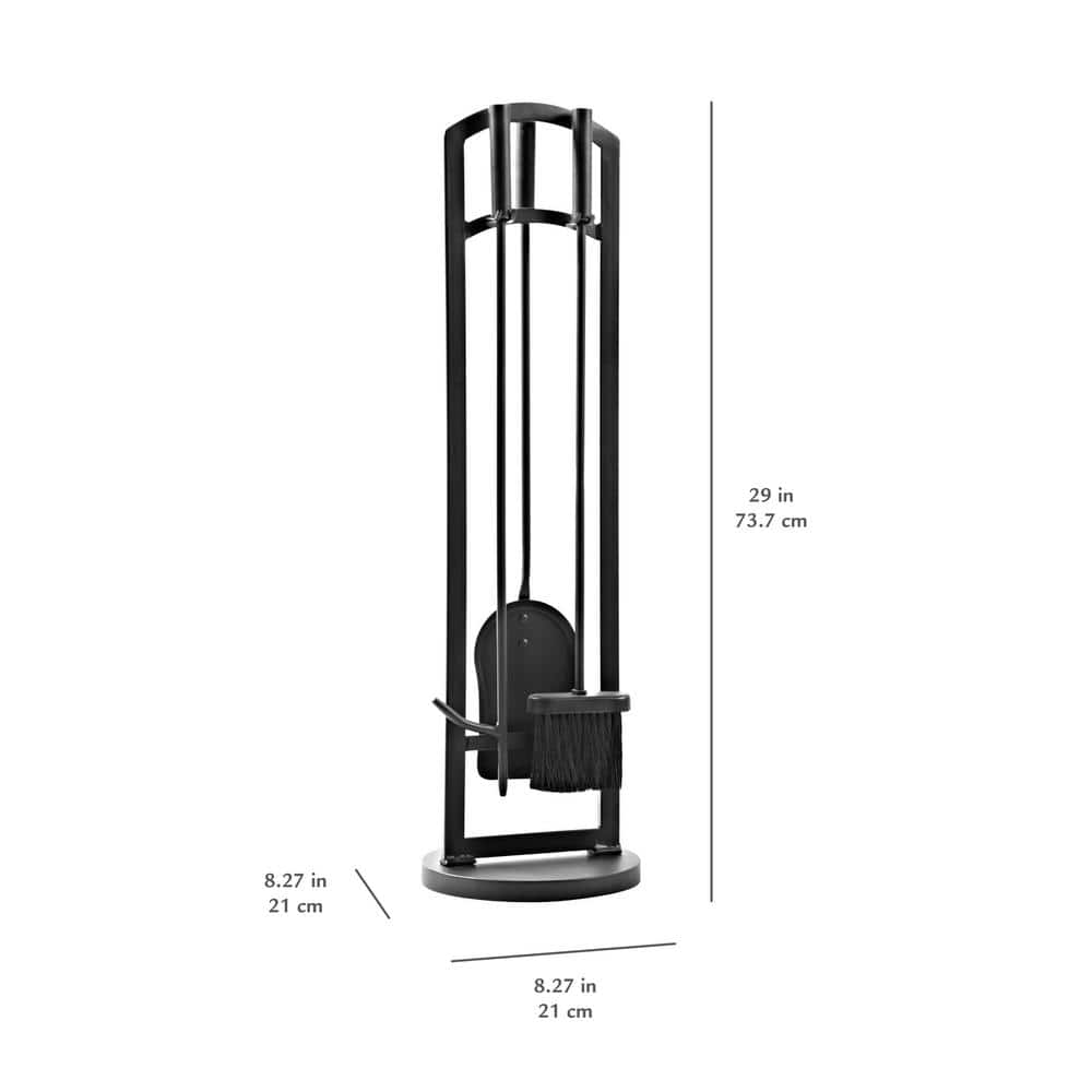 Pleasant Hearth Black Steel Arched Fireplace Toolset