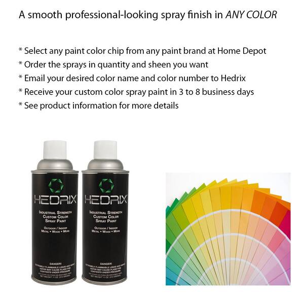 Hedrix 11 oz. Match of Any Paint Color - Low Lustre Custom Color Spray Paint (2-Pack)