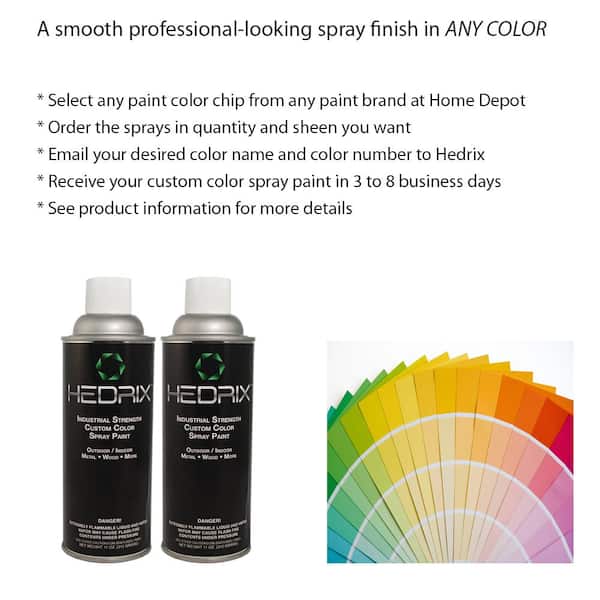 Hedrix 11 oz. Match of Any Paint Color - Low Lustre Custom Color Spray Paint (8-Pack))