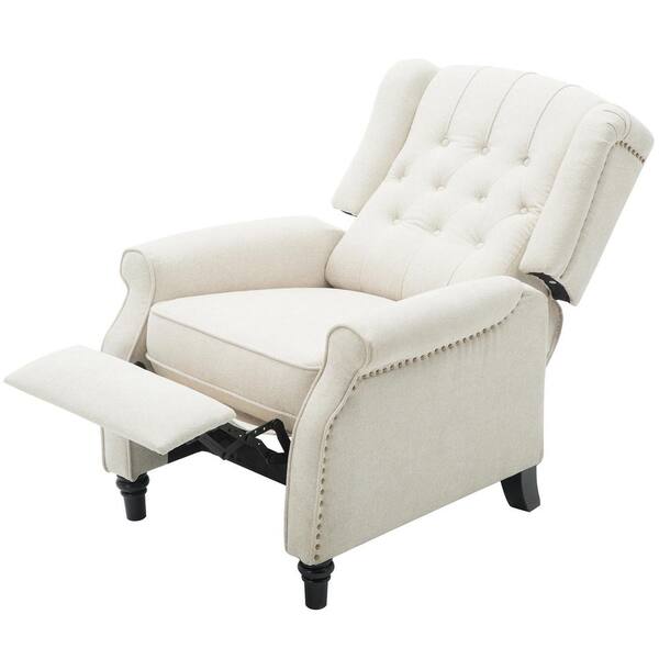 cream tufted recliner