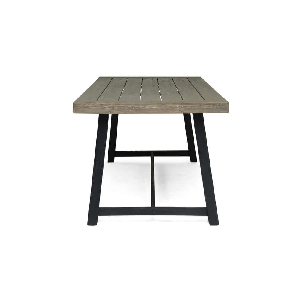 Rustic Acacia Wood Outdoor Dining Table in Sandblast Grey