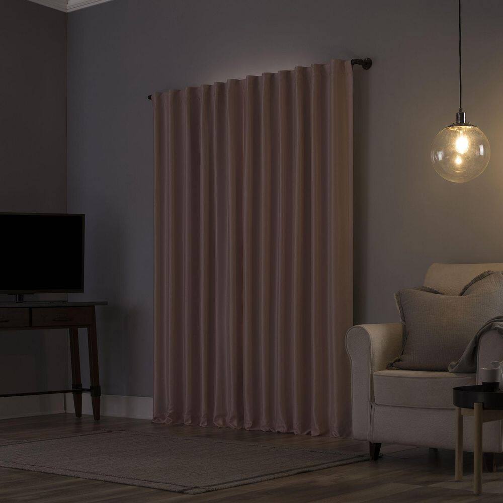 Blush Pink Faux Dupioni Silk Blackout Curtain Panel