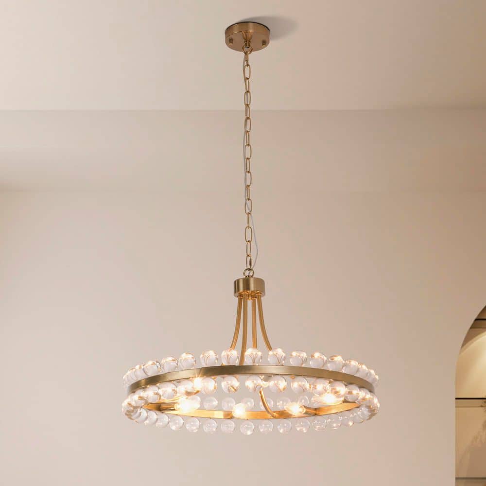 Maxax Jackson 8-Light 24 In. Brass Crystal Traditional Circle